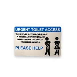Disability Awareness Urgent Toilet Access Card, Weak Bladder/Bowel, Blue