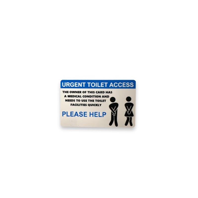 Disability Awareness Urgent Toilet Access Card, Weak Bladder/Bowel, Blue
