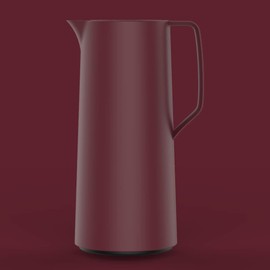 Emsa N41702 Motiva Isolierkanne | 1 Liter | Quick-Press-Verschluss | 12h heiß, 24h kalt | Glaskolben | Made in Germany | Nordisches Design | Weinrot