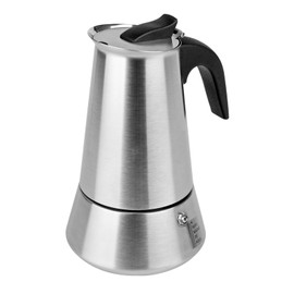 Solazzia 6 Cup Stovetop Espresso Maker Matte Stainless Steel Moka Pot Italian and Cuban Mocha Coffee Maker, Compatible with Gas, Electric, Ceramic, and Induction stovetops(10 fl oz/300 ml)