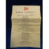 Reproduction Titanic First Class Menu the Night of Sinking New!