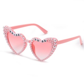 Etercycle Heart Shaped Sunglasses, Bachelorette Party Bride Sunglasses, Cute Pearl Pink Sunglasses Bride to Be Party Gift
