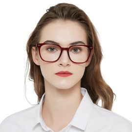 AEZUNI Large Frame Reading Glasses for Women 200 Strength Trendy Square Readers Eyeglasses 1.00 1.50 2.00 2.50 3.00 3.50 4.00 5.00 6.00 (Red)