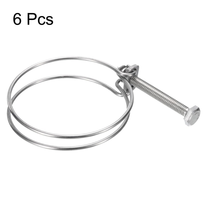 sourcing map 6Pcs Double Wire Hose Clamp, 78-85mm Adjustable Stainless