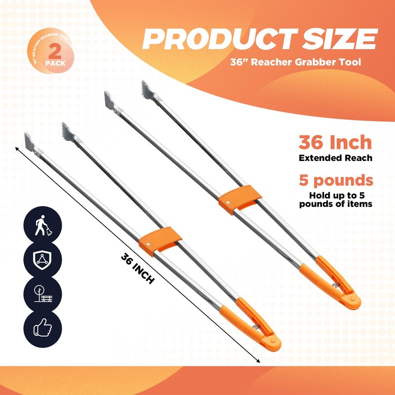 LOYIM 2 Pack Reacher Grabber Tool Lightweight Litter Pick up