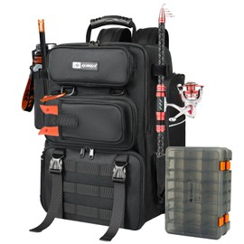 ayamaya Fishing Backpack, 40L Tackle Backpack with Rod Holders & 2 Tackle Trays, Large Water-resistant Fishing Bag Equipments