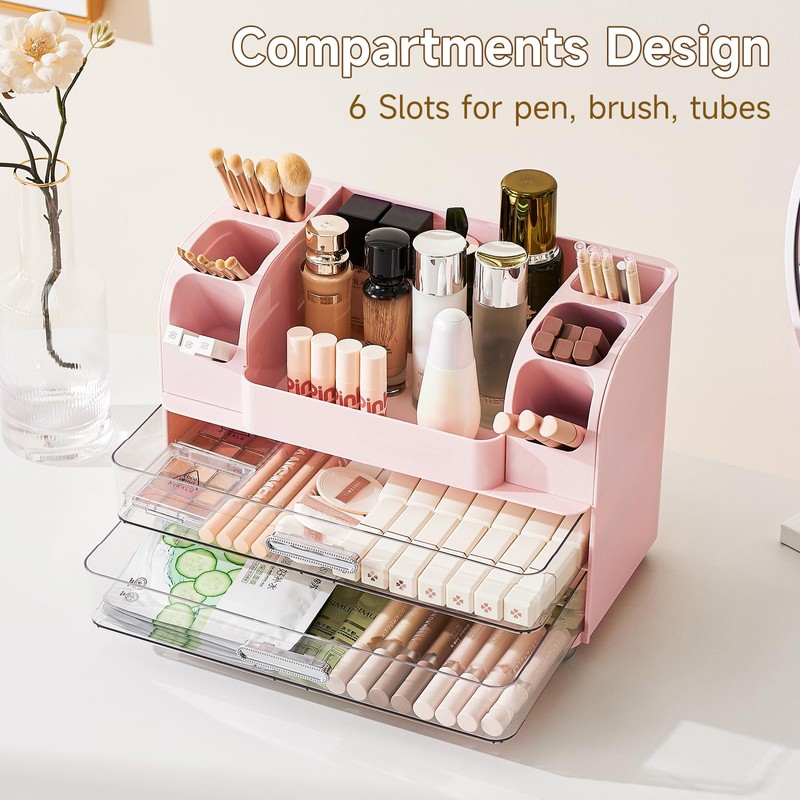 UFORU Makeup Organizer for Vanity with 2 Large Drawers, Cosmetic