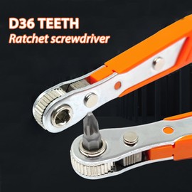 DALAETUS Mini Right Angle Screwdriver Set with Magnetic Screwdrive, 1/4 Inch PH2 Orange Ratchet, Screwdriver Bits Set for DIY Enthusiasts, Durable Carbon Steel, 11 cm Length