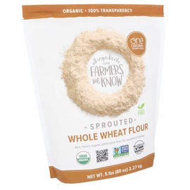One Degree Organic Foods, Organic Sprouted Whole Wheat Flour, Certified Non-GMO & Vegan Flour for Baking, Plant Based & Organic Bread Flour 5lb (80 oz) (80 oz, 1, Count) + LuxProdx Magnet