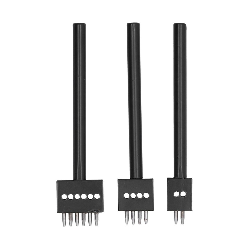 3Pcs Leather Perforated Tool Black Tooth Durable Quick Easy DIY