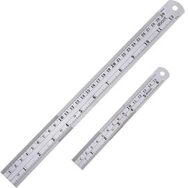 Stainless Steel Ruler 12 Inch and 6 Inch Metal Rule Kit with Conversion Table