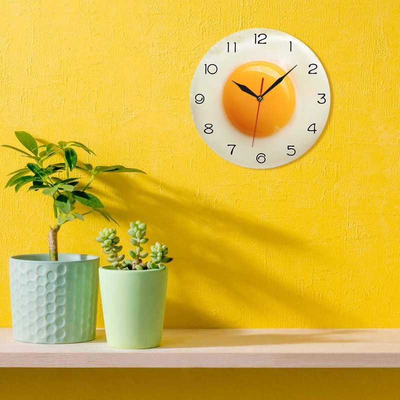 Giilayky Fried Egg Poached Egg Wall Clock Egg Yolk Clock