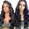 Zeslaerr Echthaar PerüCke Wig Human Hair Wig 150% Density Glueless Wigs 5x5 HD Front Lace Human Hair Wigs Pre Plucked Natural Hairline Glueless Body Wave Wigs for Women 32 Inches (81 cm)