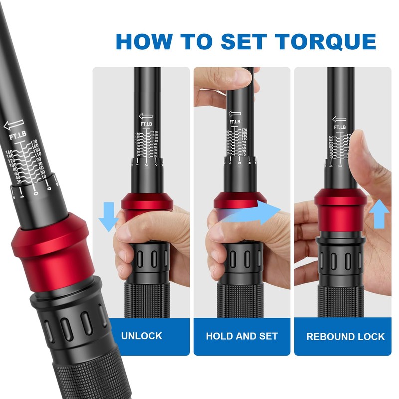 SUERCUP 1/4 3/8 1/2-inch Drive Torque Wrench - 3Pcs Torque