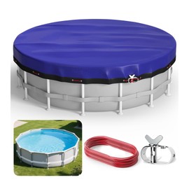 Evoio 16 ft Pool Cover for Above Ground Pools Round 16Ft Covers for Circle Inflatable Metal Frame Swimming Pool or Hot Tub, 16 Foot Feet Diameter Blue Heavy Duty Dustproof Pools Blanket Covers