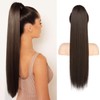 FLUFYMOOZ ponytail extension, 26 Inch Long Straight Drawstring Ponytail Synthetic