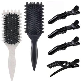 2PCS Boar Bristle Hair Brush,Detangling Brush for All Hair Types,For Women, Men,Hairbrush for Women Can Adds Shine & Smooth Curly Thick Hair,Wet & Dry Styling