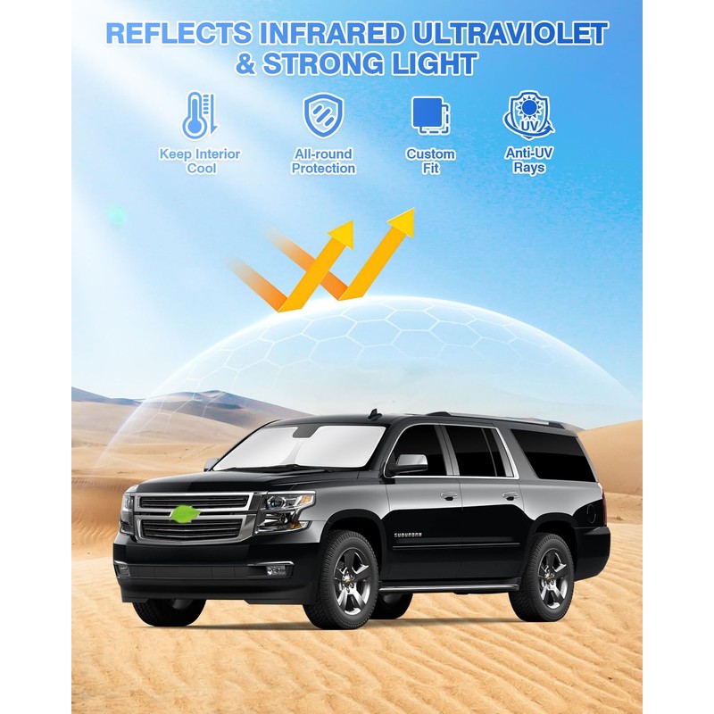 Canvcle Sunshades for 2021-2025 2026 GMC Yukon XL/Chevy Suburban Accessories