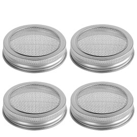 Sieve Lid for Preserving Jar, Sprouts Germinator, 86 mm Stainless Steel Sprout Jar Lid Kit for Sprouts such as Broccoli, Alfalfa, Beans (86 mm - 4 Pieces)