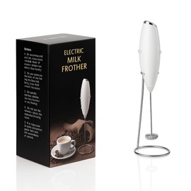 Electric Milk Frother with stand – Powerful Handheld Foam Maker,Drink mixer for Creamy Lattes, Cappuccinos & Barista-Style Coffee at Home 2AA Battery Operated Coffee Frother