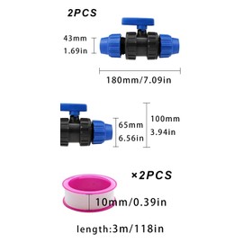 LNGJIN PP Connector, Diameter 32 Fitting, PP Fitting 32 mm, Diameter 32 Fitting Compression Fitting PVC Ball Valve, Water Pipe Direct Connection Switch, Ball Valve for Agricultural Irrigation Valve (2