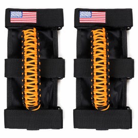BESTAOO 2 x Roll Bar Grab Handles Paracord Grip Handle for Jeep Wrangler YJ TJ JK JL & Gladiator JT 1955-2022 UTV ATV, Fit for 2 to 4-inch Roll Bars, Upgrade Metal Buckle (Yellow)