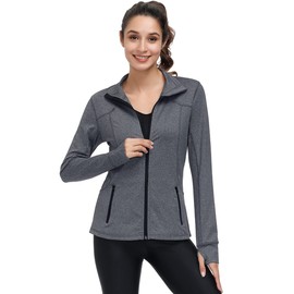 Dolcevida Womens Sports Jackets Zip Up Workout Yoga Jacket with Pockets