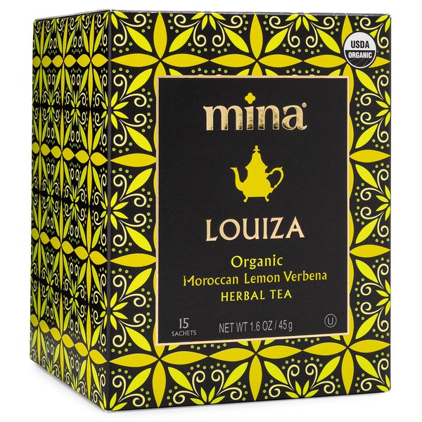 Mina Louiza, bolsas de té de hierbas orgánicas marroquíes de limón verbena, 15 bolsitas biodegradables, 1.6 onzas