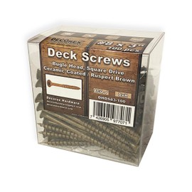 #8 x 3" Deck Screws | Square Drive | Bugle Head | Brown Ruspert | 100pcs Box