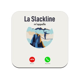 Cork Coasters - La Slackline Calls Me Adventure Sport Outdoor - Pack of 6 (95x95mm)