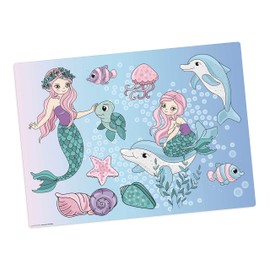 Tischset I Platzset abwaschbar - Für Kinder - Meerjungfrauen unter Wasser - aus erstklassigem Vinyl (Kunststoff -BPA frei) - 1 Stück - 44 x 32 cm - rutschfeste Tischmatte – Made in Germany