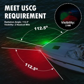 Obcursco Boat Navigation Lights, LED Red and Green Vertical Mount for Bow and Stern, IP67 Waterproof Marine Lights for Pontoon, Bass, and Jon Boats (Black)