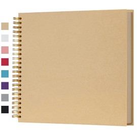 potricher 12 x 12 Inch Large DIY Scrapbook Photo Album 80 Pages Thick Kraft Blank Yellow Paper Memory Book for Wedding and Anniversary Family (Yellow, 12 Inch)