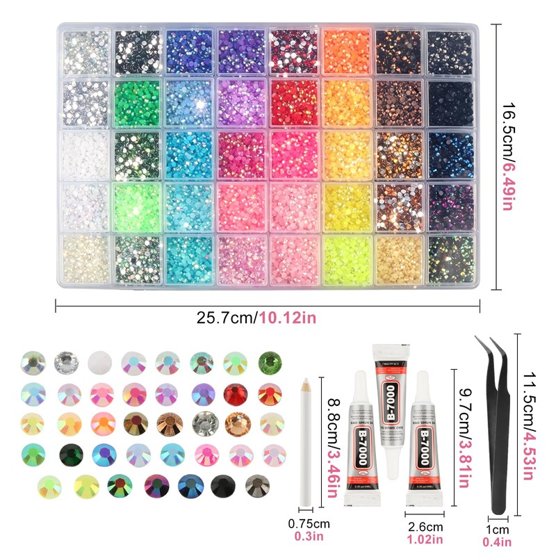 40 Colors Jelly Rhinestones Kit, 3 mm Flatback Resin Jelly