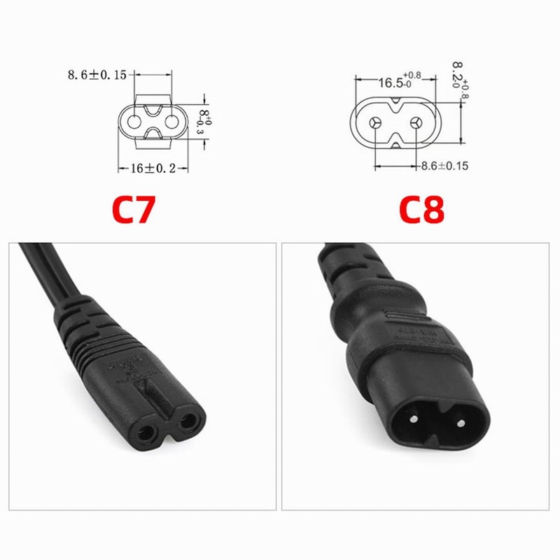 CY Cord IEC60320 C8 Plug to C7 Receptacle Male to