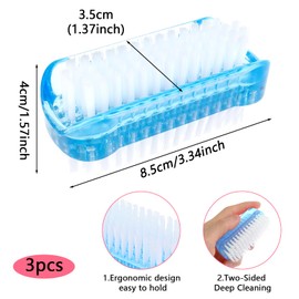 Piriuuo Pack of 3 Hand Brush, Nail Brush, Double-Sided Plastic Hand Brush, Nail Brush, Stiff Bristles, Nail Brush, Hand Wash Brush, Finger Nail Brush for Men and Women (Red, Blue, Purple)