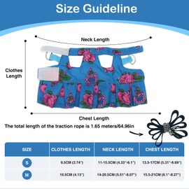 Guinea Pig Harness Skirt Clothes and Leash, Adjustable Hamster Ferret Harness and Leash Set, No Pull Walking Vest for Ferrets, Chinchillas and Similar Small Animals (Blue, M)