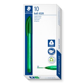 STAEDTLER 4320 M-5 Stick Rainbow Ballpoint Pen - Green (Box of 10)