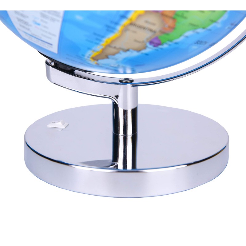 Exerz Illuminated World Globe 9.1-inch Diameter Metal Base - Political
