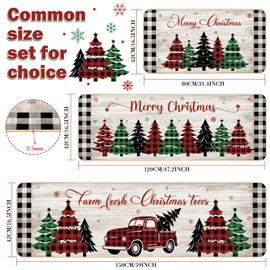 Hahafelt Christmas Kitchen Rugs Set of 3, Kitchen Mat Farmhouse Kitchen Rug Non Slip with Rubber Backing Anti Fatigue Floor Mat, 17" x 59"+17" x 47"+17" x 31" (Red, Green, Black,Geometric Pattern)