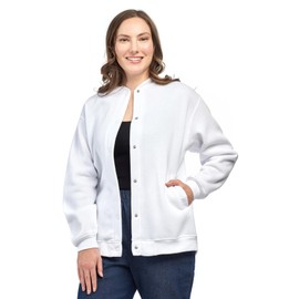 Women's Snap Up Jacket – Soft, Fleecy Lining for Three-Season Comfort White/Large