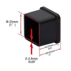 Flyshop 8Pcs Patio Chair Leg Caps Non-Marking PVC Chair Leg Floor Protectors Square Furniture Table Covers, 1-Inch x 1-Inch, 25mm x 25mm