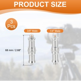 PATIKIL Camera Spigot Screws Converter 3/8" to 1/4" Male to Male, 3 Pack Tripod Screws Adapter Spigot Stud for Light Stand Hot Shoe Cold Shoe Adapter Ball Head Flash, Silver