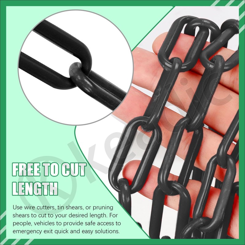 Keadic Black Plastic Barrier Chain, Plastic Chain Connectors with 20