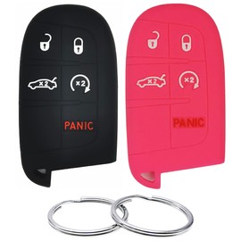 REPROTECTING Silicone Rubber Key Fob Cover Compatible with 2011-2021 Chrysler 200 300 Dodge Challenger Charger Dart Durango Journey Fiat 500 L X Jeep Cherokee Compass Grand Renegade (Black Rose)