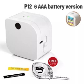 Phomemo DYMO LetraTag Handheld Label Maker Machine LT-100H Phomemo P12 Pro Printer 91331 - P12 White Printer (AAA Batteries)