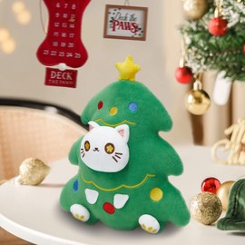 Yulefly Christmas Cat Plush Xmas Plushies Christmas Tree Plush Holiday Plush 12 inches for Birthday Valentine
