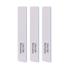 LNAUJS Lima de uñas azul de doble cara reutilizable profesional de grano 100/180, 3 unidades