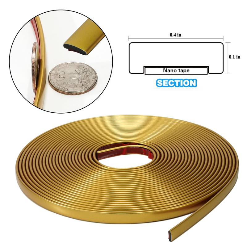 JSIWOTH 52.5 Ft Peel and Stick Trim, Matte Gold Molding