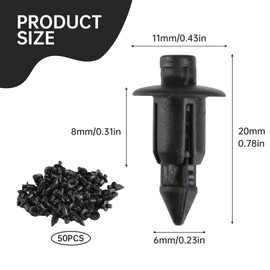 Pack of 50 Plastic Rivets, Expansion Rivets 6 mm, Plastic Rivets, Car Mounting Clips, Plastic Kawasaki Spare Parts, Plastic Mounting Clips, Retaining Clips, Replacement Body Core Rivets